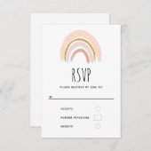 Pastell Pink & Imitate Glitzer Boho Rainbow RSVP Karte (Vorne/Hinten)
