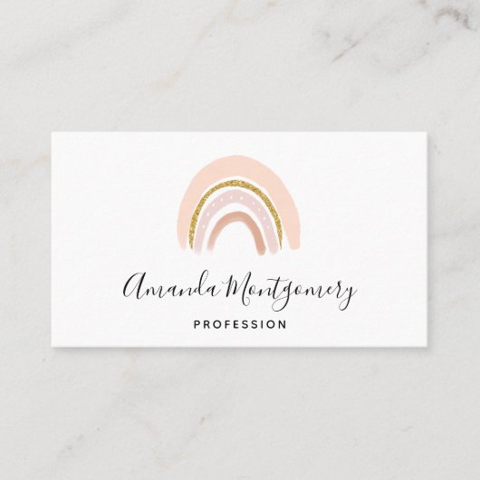 Pastell Pink & Imitate Glitzer Boho Rainbow Visitenkarte (Vorderseite)