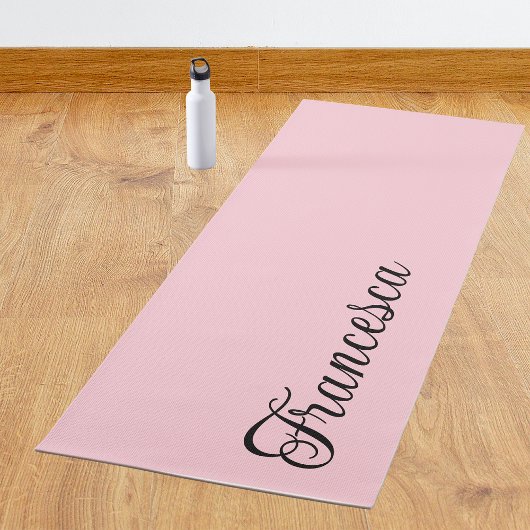Pastell Pink Kalligraphie Name | Stilvoll einfach Yogamatte