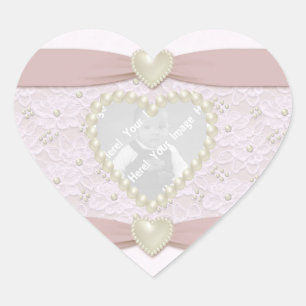 Pastell Pink Lace Pearl Baby Foto Sticker