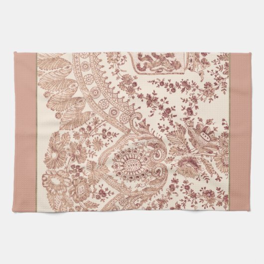 Pastell Pink Lace Rose Geschirrtuch (Horizontal)