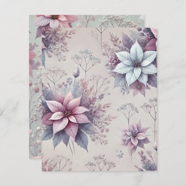 Pastell Pink & Lavender Poinsettia Scrapbook (Vorne/Hinten)