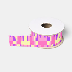 Pastell-Pink-Lila-Geometrisches-Pixel-Block-Muster Ripsband