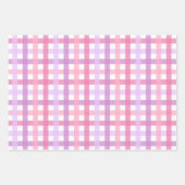 Pastell Pink Lila Kariert Checkered Gingham Geschenkpapier Set (Vorderseite 3)