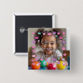 Pastell Pink Lila Princess Crown Foto Border Button (Vorne & Hinten)