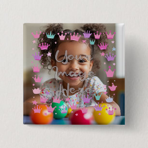 Pastell Pink Lila Princess Crown Foto Border Button