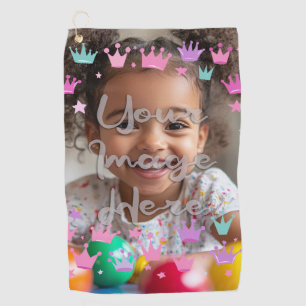 Pastell Pink Lila Princess Crown Foto Border Golfhandtuch