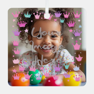 Pastell Pink Lila Princess Crown Foto Border Ornament Aus Metall