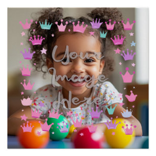 Pastell Pink Lila Princess Crown Foto Border Poster