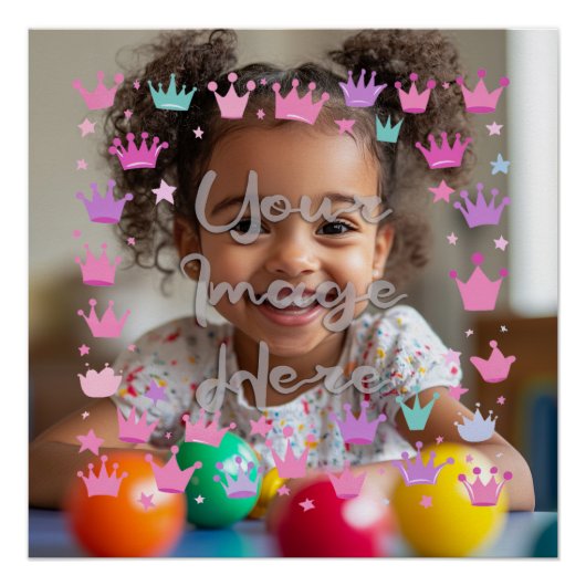 Pastell Pink Lila Princess Crown Foto Border Poster (Vorderseite)