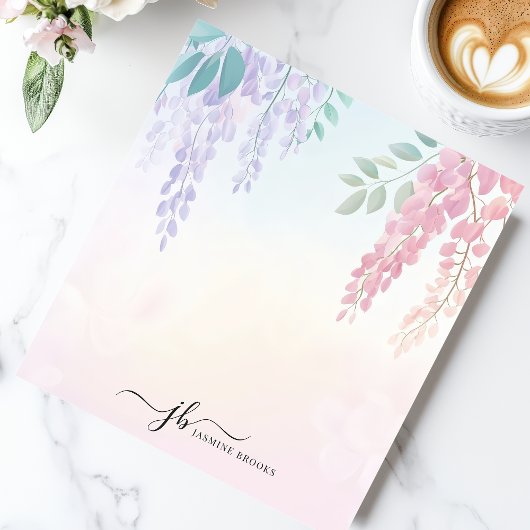 Pastell Pink Lila Wisteria Blume Personalisiert Notizblock