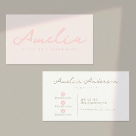 Pastell Pink Moderne Berufliche soziale Medien Visitenkarte