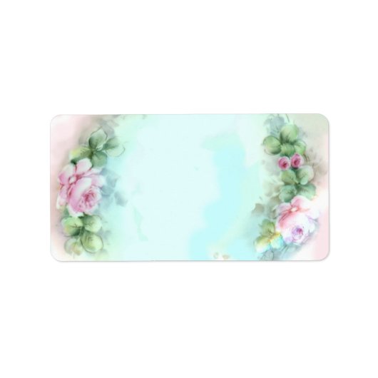 Pastell Pink Roses Labels Adressaufkleber (Vorne)