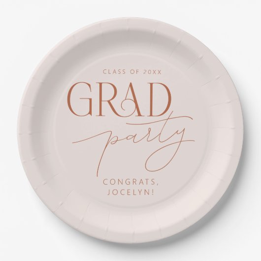 Pastell Pink Rust Minimalistisches Party Pappteller (Vorderseite)