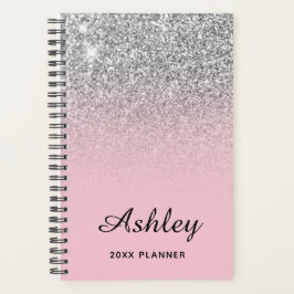 Pastell Pink Silver Glitzer Ombre Personalisiert Planer