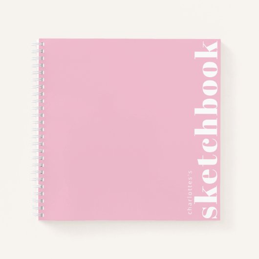 Pastell Pink Typografy Modern Custom Sketchbook Notizblock (Vorderseite)