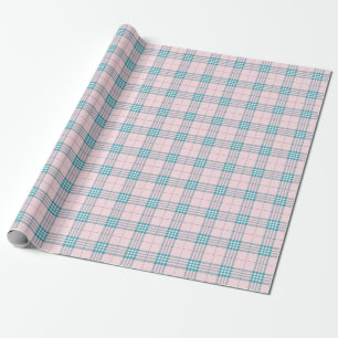 Pastell Pink und Aqua Blue Kariert Geschenkpapier