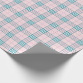 Pastell Pink und Aqua Blue Kariert Geschenkpapier (Ecke)