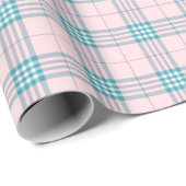 Pastell Pink und Aqua Blue Kariert Geschenkpapier (Rolleneckpunkt)