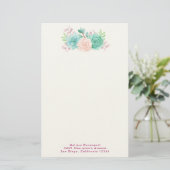 Pastell Pink und grüne BlumenBouquet Briefpapier (Stehend Vorderseite)