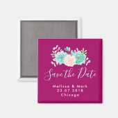 Pastell Pink und grüne BlumenBouquet Save the Date Magnet (Vorderseite/Rückseite)