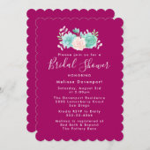 Pastell Pink und grünes Blumenmoquet Brautparty Einladung (Vorne/Hinten)