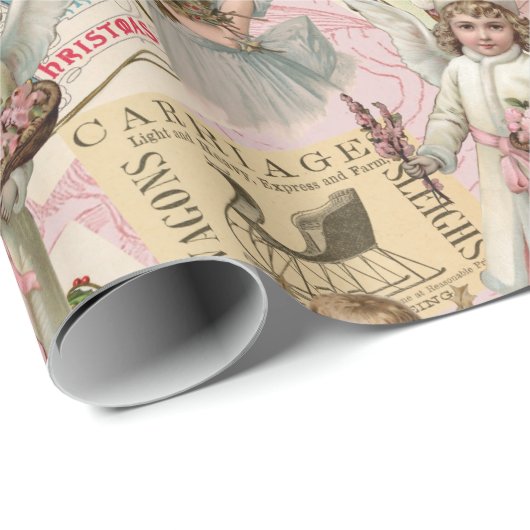 Pastell Pink Viktorianisch Weihnachten Geschenkpapier (Rolleneckpunkt)