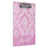 Pastell Pink Vintag Damask Muster grungy Finish Klemmbrett (Rechts)