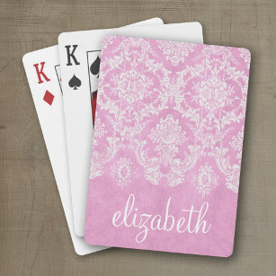 Pastell Pink Vintag Damask Muster grungy Finish Spielkarten