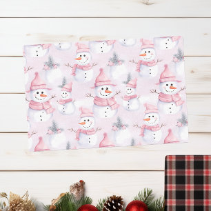 Pastell Pink Weihnachten Wasserfarbe Schneemann Seidenpapier