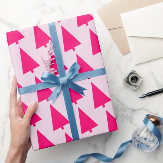 Pastell Pink Weihnachtsbaum Geschenkpapier (Schenken)