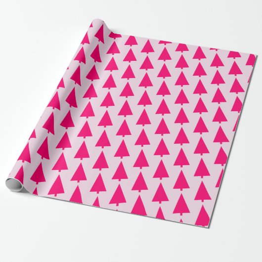 Pastell Pink Weihnachtsbaum Geschenkpapier (Ungerollt)