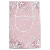Pastell Pink Winter Wonderland Schneeflocke Mittlere Geschenktüte (Vorderseite)