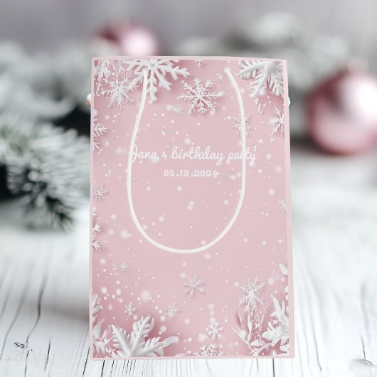 Pastell Pink Winter Wonderland Schneeflocke Mittlere Geschenktüte