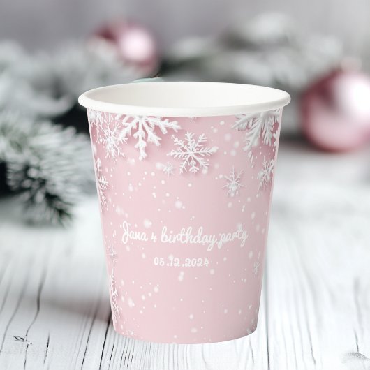 Pastell Pink Winter Wonderland Schneeflocke Pappbecher