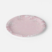 Pastell Pink Winter Wonderland Schneeflocke Pappteller (Schrägansicht)