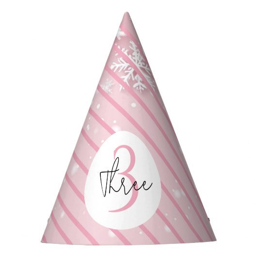 Pastell Pink Winter Wonderland Schneeflocke Partyhütchen (Vorderseite)