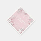 Pastell Pink Winter Wonderland Schneeflocke Serviette (Ecke)