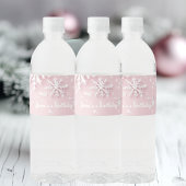 Pastell Pink Winter Wonderland Schneeflocke Wasserflaschenetikett