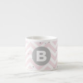 Pastell Pink Zickzack und Dots Grau Monogramm Espressotasse (Vorderseite)