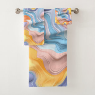 Pastell Plastische Flüssigkeit Abstrakt Badhandtuch Set