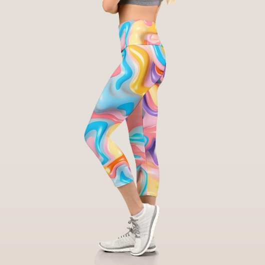 Pastell Plastische Flüssigkeit Abstrakt Capri Leggings (Links)