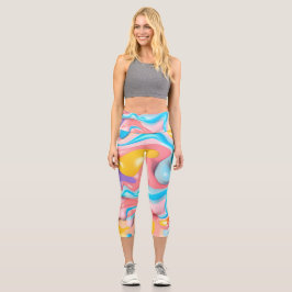Pastell Plastische Flüssigkeit Abstrakt Capri Leggings