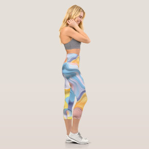 Pastell Plastische Flüssigkeit Abstrakt Capri Leggings