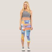 Pastell Plastische Flüssigkeit Abstrakt Capri Leggings (Vorderseite)