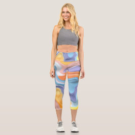 Pastell Plastische Flüssigkeit Abstrakt Capri Leggings