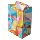 Pastell Plastische Flüssigkeit Abstrakt Mittlere Geschenktüte (Vorderseite Schrägansicht)