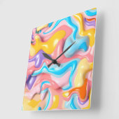 Pastell Plastische Flüssigkeit Abstrakt Quadratische Wanduhr (Winkel)