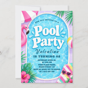 Pastell-Poolparty-Einladung Einladung