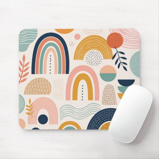 Pastell-Prisma-Bogen Abstractes Oberflächenmuster Mousepad (Mit Mouse)